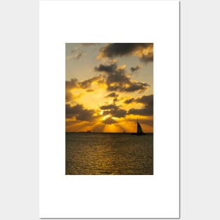 Key West Sailboat at Sunset Posters and Art